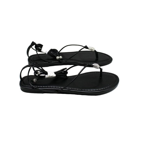 Effortlessly Chic: INC Women's Amille Tie-up Flat Sandals for Stylish Comfort - Picture 2 of 8